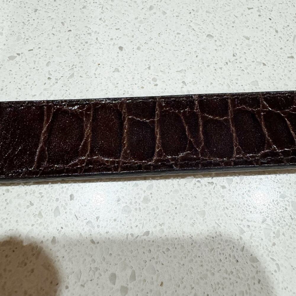 Calvin Klein Women Small Brown Leather Animal Print Embossed Belt Thin - Picture 3 of 6